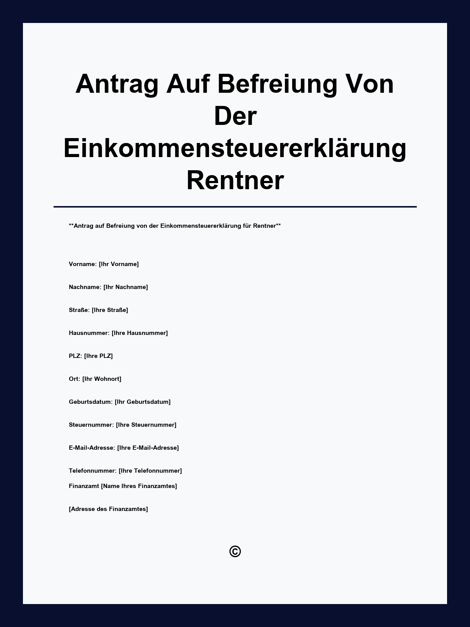 Antrag Auf Befreiung Von Der Einkommensteuererklärung Rentner