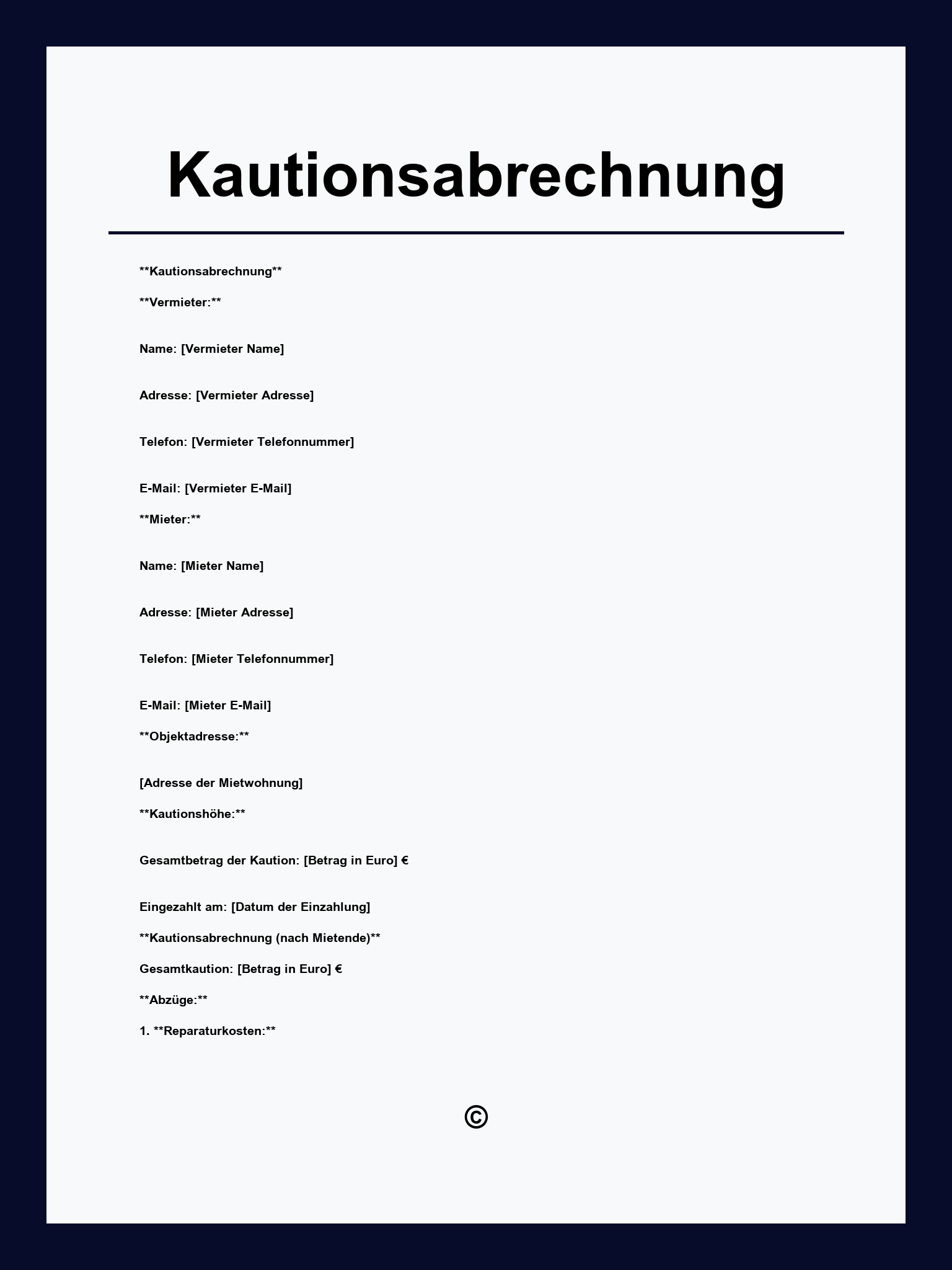 Kautionsabrechnung Muster